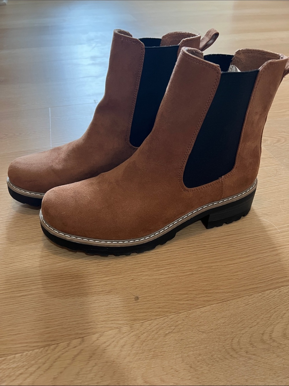 Universal Thread Chestnut Suede Chelsea Booties with Lug Sole